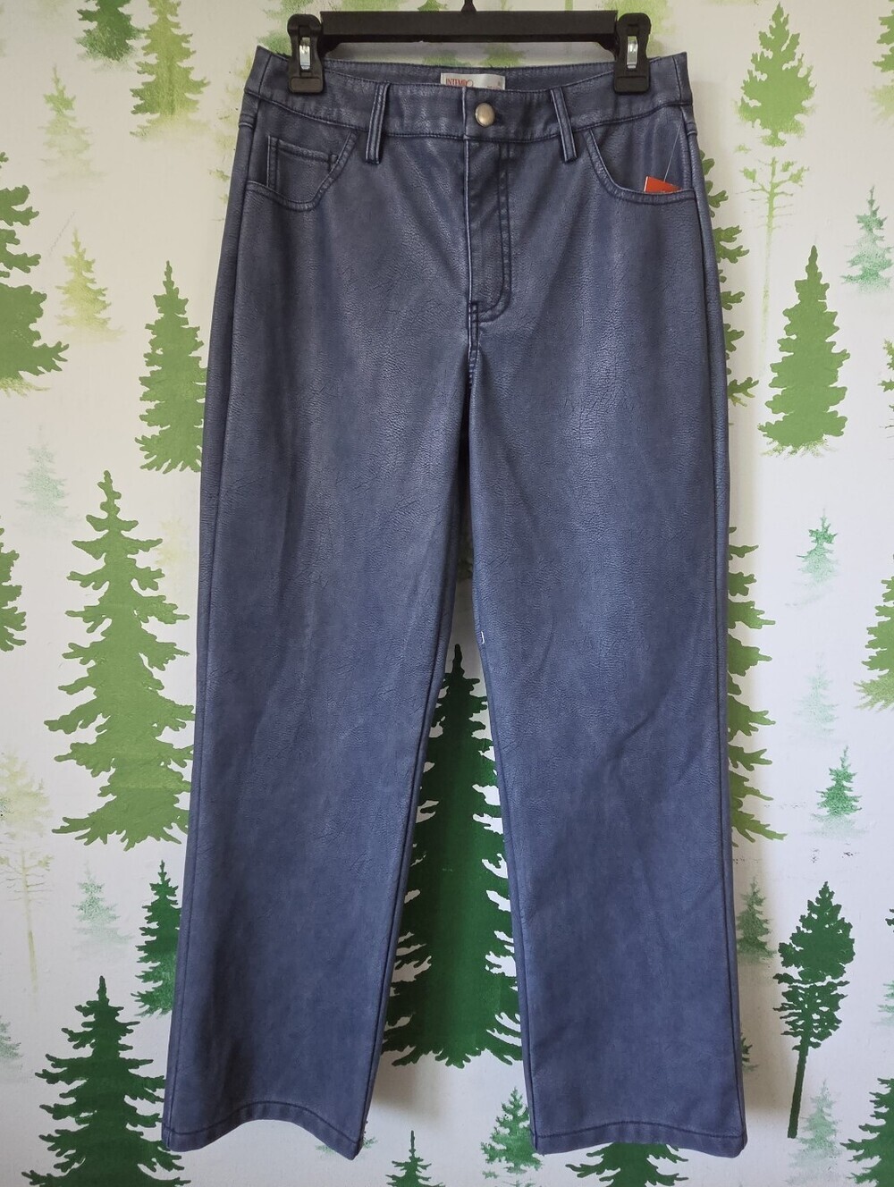 Intempo High Rise Denim Faux Leather Pants.
